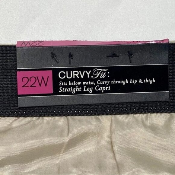 Apt 9 Curvy Capri Women's 22W Khaki Straight Cotton Stretch Pants Kohl's $48 NWT - Picture 10 of 14